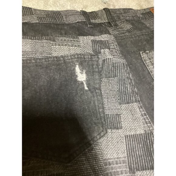 Stacy Adams Mens Avante Guard Black & Gray check Patterned Jeans 40x32 Grunge - Picture 6 of 11